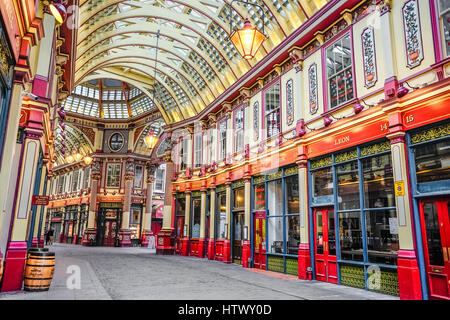 Verlassene Leadenhall Market, viktorianischen Markthalle, London. Stockfoto