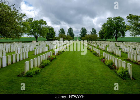 Warlencourt britischer Friedhof des 1. Weltkriegs, Pas de Calais, Frankreich Stockfoto