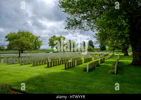 Warlencourt britischer Friedhof des 1. Weltkriegs, Pas de Calais, Frankreich Stockfoto