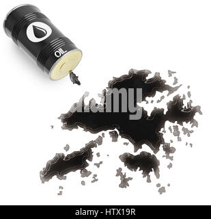 Barrel Öl und einem glänzenden Spill in Form von Hong Kong (Serie) Stockfoto