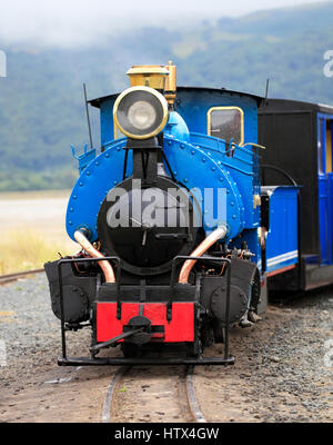 "Sherpa" a 0-4-0 Saddletank Leerlauf an Penrhyn Punkt auf Fairbourne Railway, Fairbourne, Wales, Europa Fairbourne Railway, Fairbourne, Wales, Stockfoto