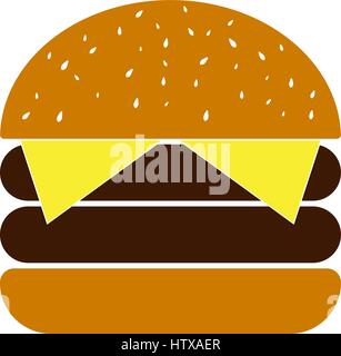 Symbol der Hamburger oder Cheeseburger, auf weißem Hintergrund Stock Vektor