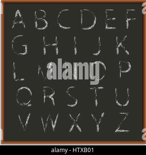 Vektor-Illustration von Kreide Handzeichnung Alphabet auf Tafel Hintergrund. Stock Vektor