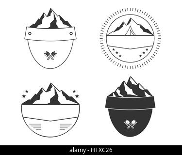 Satz von Silhouette Abzeichen Formen. Einfaches Abzeichen Formen Design für Outdoor-Patches, Etiketten. Silhouett Abzeichen Formen Vorlagen. Vektor. Stock Vektor