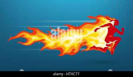 Unisex Charakter Silhouette laufen in Flammen Stock Vektor
