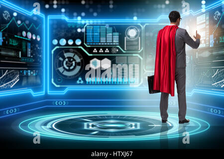 Superhelden im Daten-Management-Konzept Stockfoto
