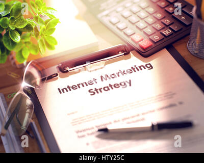 Internet-Marketing-Strategie - Text in Zwischenablage. 3D. Stockfoto