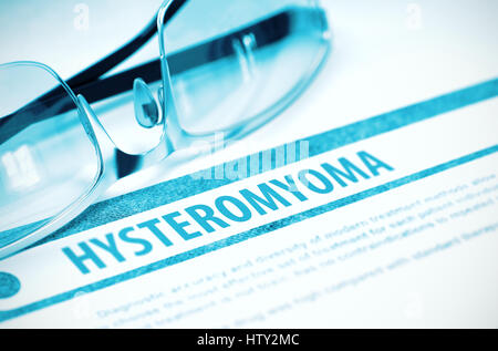 Diagnose - Hysteromyoma. Medizin-Konzept. 3D Illustration. Stockfoto