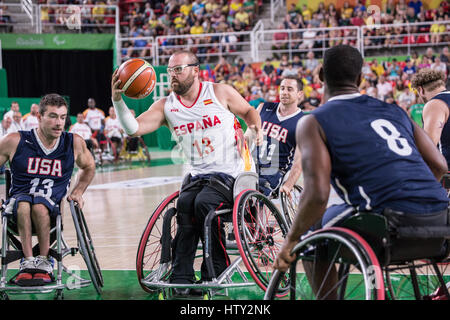 Rollstuhl-Basketball-Wettbewerb während der Paralympischen Sommerspiele Rio 2016 Stockfoto