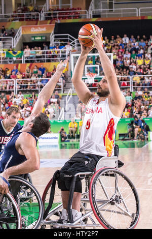 Rollstuhl-Basketball-Wettbewerb während der Paralympischen Sommerspiele Rio 2016 Stockfoto