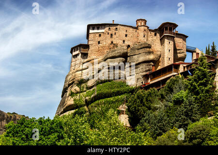 Meteora Kloster oben auf den Bergen in Thessalien, Griechenland gelegt. Stockfoto