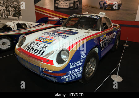 Der Porsche 959, Rallye-Auto, Gefahren auf den 2. Platz in der Rallye Paris-Dakar 1986 In the Jacky Ickx Icon Collection von der 2017 London Classic Car Show Stockfoto