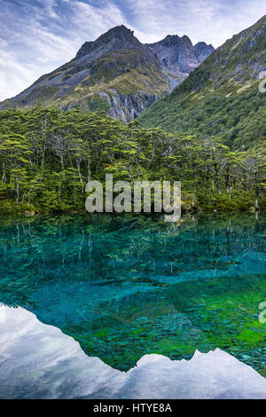 Blue Lake und Franklin Reichweite, Nelson Lakes National Park, Neuseeland Stockfoto