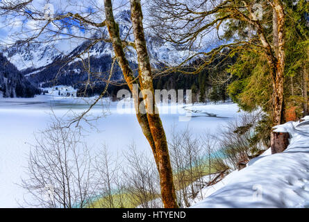 See-Obersee im Winter, Glarus, Schweiz Stockfoto