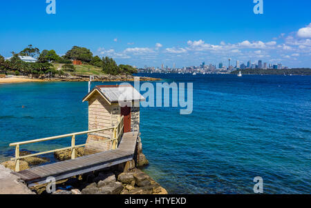 Rettungsboot-Kabine, Camp Cove, Sydney, New South Wales, Australien Stockfoto