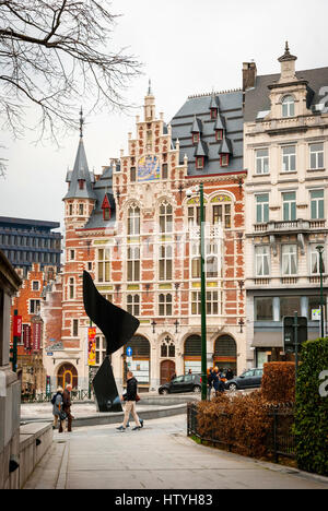 Brüssel, Belgien - März 15: Monts des Arts und Skyline von Brüssel, Hauptstadt von Belgien am 15. März 2015 Stockfoto