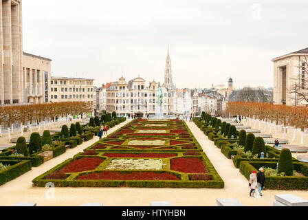 Brüssel, Belgien - März 15: Monts des Arts und Skyline von Brüssel, Hauptstadt von Belgien am 15. März 2015 Stockfoto