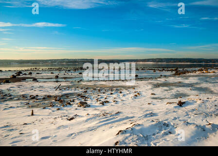 Gefrorenen Fjord im Scandianvian Winter, Norwegen Stockfoto