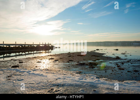 Gefrorenen Fjord in Scandianvian Wintersonne, Norwegen Stockfoto