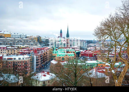 Blick über die Skyline von Göteborg in Schweden, Winter-HDR-Foto Stockfoto