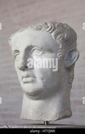 Leiter der Roman Emperor Claudius (reg. 37-54 n. Chr.) auf dem Display in der Glyptothek in München, Bayern, Deutschland. Stockfoto