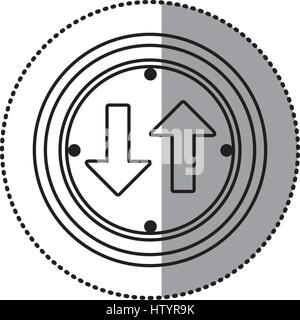 Aufkleber Kontur kreisförmigen Rahmen zwei Weg Verkehrszeichen Stock Vektor