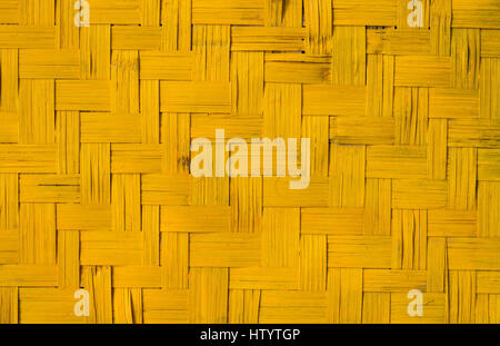 Gelbholz weben Textur, handgemachte Natur Hintergrund Vintage-Stil Stockfoto