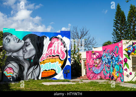 Miami Florida, Wynwood, städtische Graffiti, Street Art, Big Walls Big Dreams Projekt, bemalte Wandmalerei, FL170122038 Stockfoto