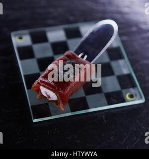 Der Jamon Canape. Flachen dof Stockfoto