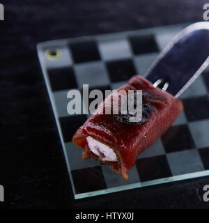 Der Jamon Canape. Flachen dof Stockfoto