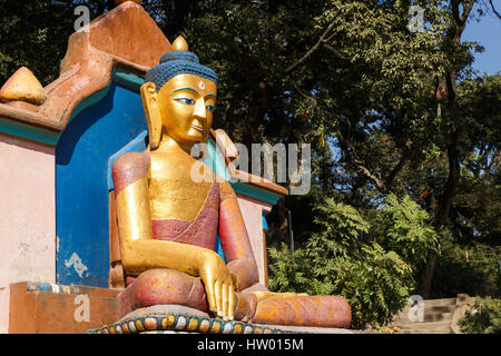 Buddha-Statue, Swayambhunath Tempel Stockfoto