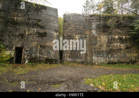 Wolfsschanze, Hitlers Bunker in Polen. Ersten Ostfront militärisches Hauptquartier im zweiten Weltkrieg. Komplex wurde gesprengt und am 1945 aufgegeben. Stockfoto