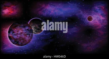 Abstrakte Neon Hintergrund. Hellen Kosmos vom Planeten. Illustration für Ihr Design. Stock Vektor