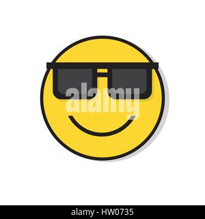 Gelbe lächelnde Gesicht tragen Brille Positive Menschen Emotion Sonnensymbol Stock Vektor