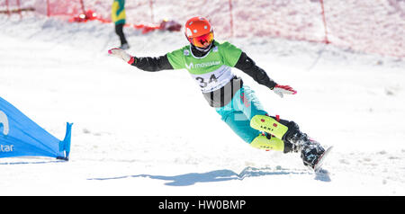 Sierra Nevada, Spanien. 14. März 2017. XiaoXiao Gong (China), während die Männer Parallelslalom der FIS Snowboard-Weltmeisterschaften am 14. März 2016 in Sierra Nevada, Spanien. Bildnachweis: David Gato/Alamy Live-Nachrichten Stockfoto