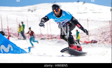 Sierra Nevada, Spanien. 14. März 2017. Patrick Bussler (Deutschland), während die Männer Parallelslalom der FIS Snowboard-Weltmeisterschaften am 14. März 2016 in Sierra Nevada, Spanien. Bildnachweis: David Gato/Alamy Live-Nachrichten Stockfoto