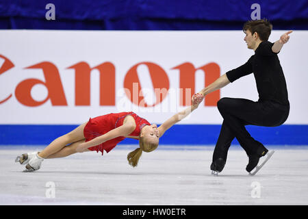 Taipei, Taiwan. 15. März 2017. Ekaterina Aleksandrowski & Harley Windsor (AUS) Eiskunstlauf: ISU World Junior Figure Skating Championships, Paare Kurzprogramm in Taipei Arena in Taipei, Taiwan. Bildnachweis: AFLO SPORT/Alamy Live-Nachrichten Stockfoto