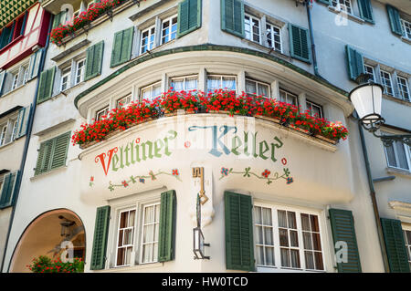 Zürich, Schweiz - 10. Juli 2016:, ein traditionelles Hotel in der Altstadt Stockfoto