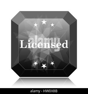 Lizenzierte, schwarze Webseite Symbolschaltfläche auf weißem Hintergrund. Stockfoto