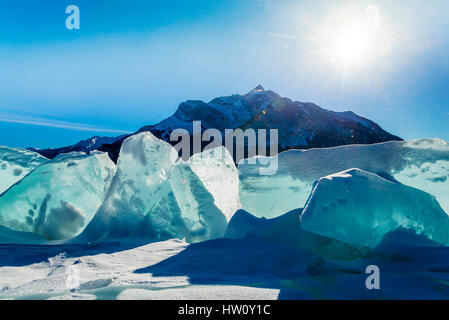 Großen gefalteten Eisbrocken See, Abraham Lake, Alberta, Kanada Stockfoto