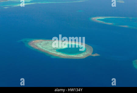 Maldives Rangali Island. Blick auf den Malediven-Inseln aus der Luft. Stockfoto