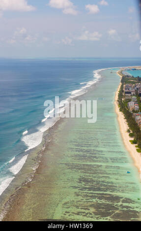 Maldives Rangali Island. Blick auf den Malediven-Inseln aus der Luft. Stockfoto