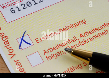 Erstes Zertifikat, Erstbescheinigung Stockfoto