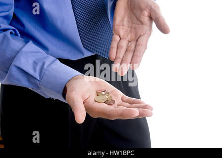 Euromünzen in der Hand, Eurom¸nzen in der Hand Stockfoto