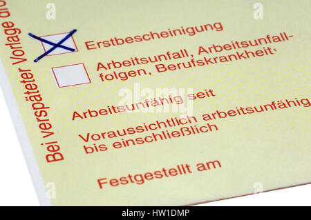 Erstes Zertifikat, Erstbescheinigung Stockfoto