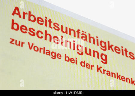 Arbeisunf? Higkeit, Arbeisunfähigkeit Stockfoto