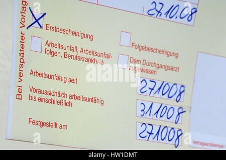 Erstes Zertifikat, Erstbescheinigung Stockfoto