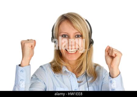 Frau mit Kopfhörer, Frau Mit Kopfhörer Stockfoto