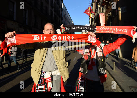 Madrid, Spanien. 15. März 2017. Bayern Leverkusen Fans in Madrid abgebildet. Bildnachweis: Jorge Sanz/Pacific Press/Alamy Live-Nachrichten Stockfoto