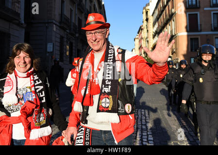 Madrid, Spanien. 15. März 2017. Bayern Leverkusen Fans in Madrid abgebildet. Bildnachweis: Jorge Sanz/Pacific Press/Alamy Live-Nachrichten Stockfoto